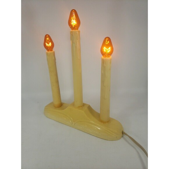 VTG GE Candolier Christmas Candle Sticks General Electric 3 Light Cool Bright - Picture 4 of 16